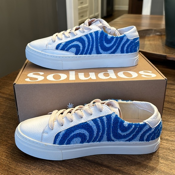 Soludos lbiza Platform Psychedelic Spiral Sneakers Marine Blue Sz 9.5 $149 - Picture 2 of 8